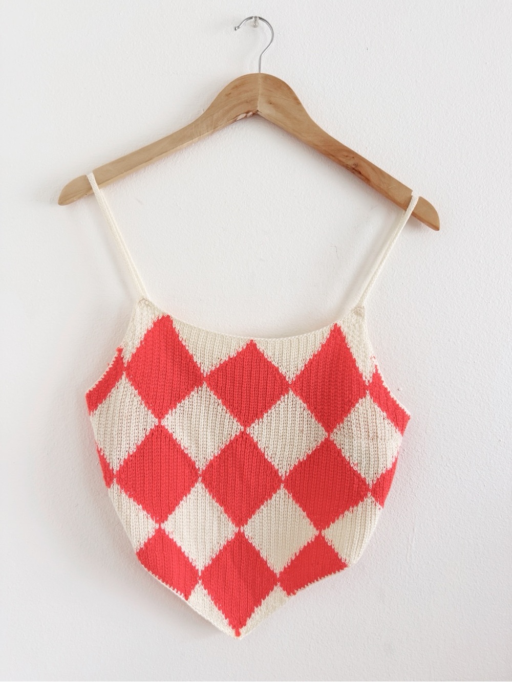 Lush Coral & Cream Pointed-Hem Cami Medium